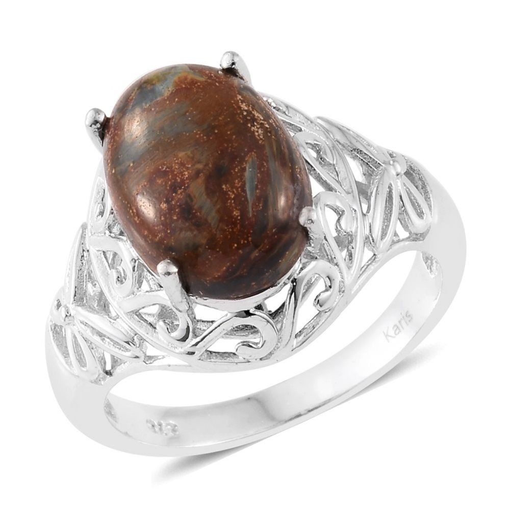 Red Pietersite Openwork Solitare Ring  NWT!